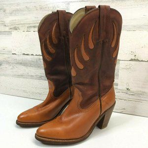 FRYE Leather Cowboy Boots Brown Size 8